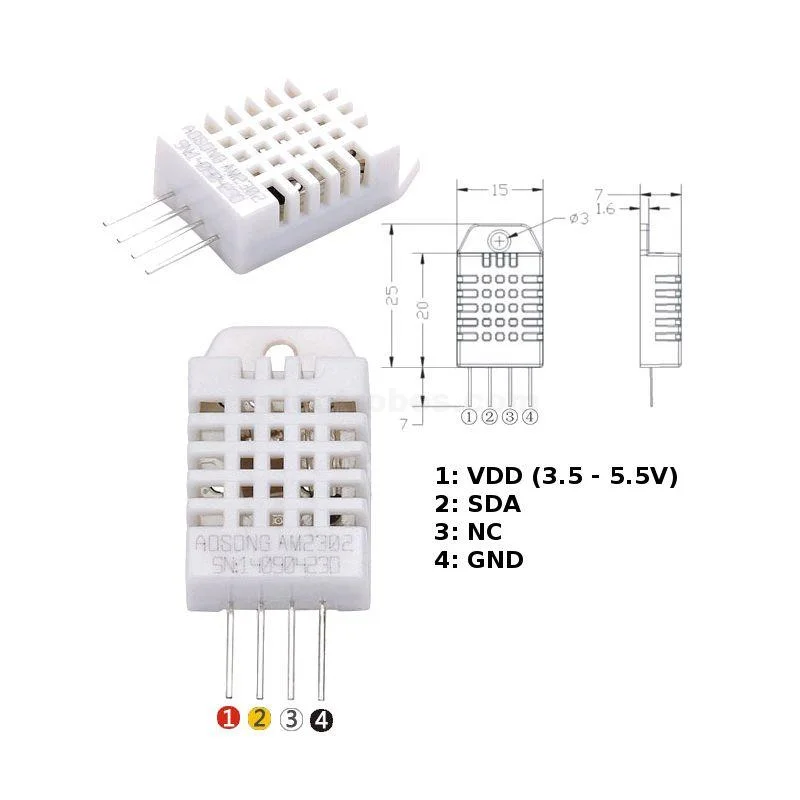 DHT22 Temperature and Humidity Sensor Pinout