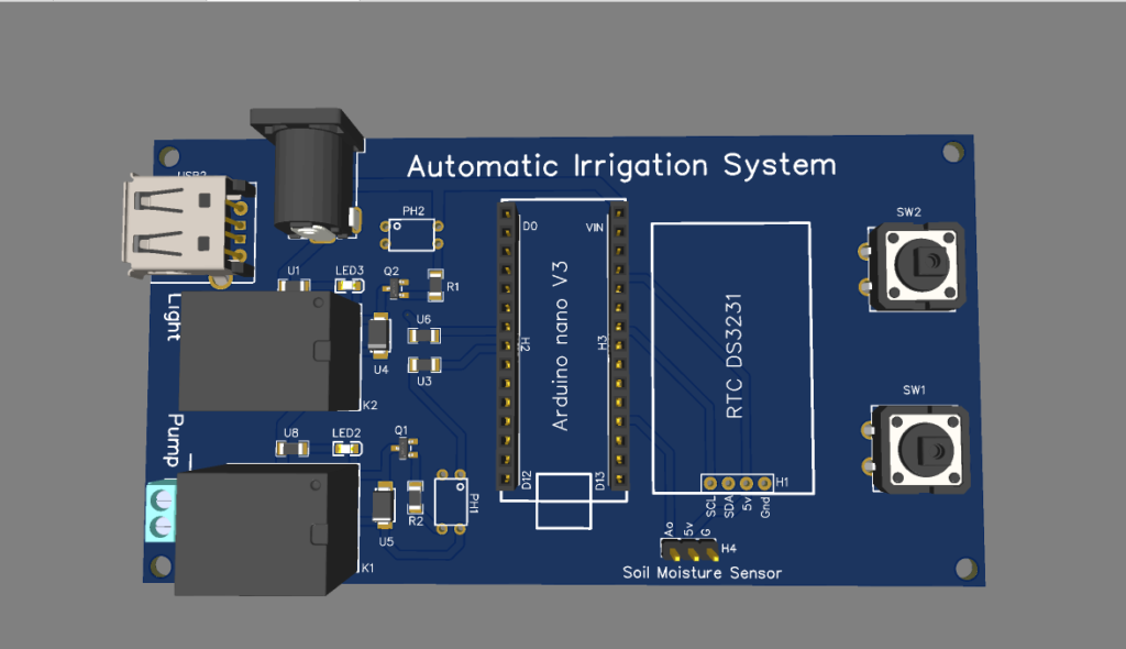 Automatic Irrigation System PCB Design with Arduino Nano