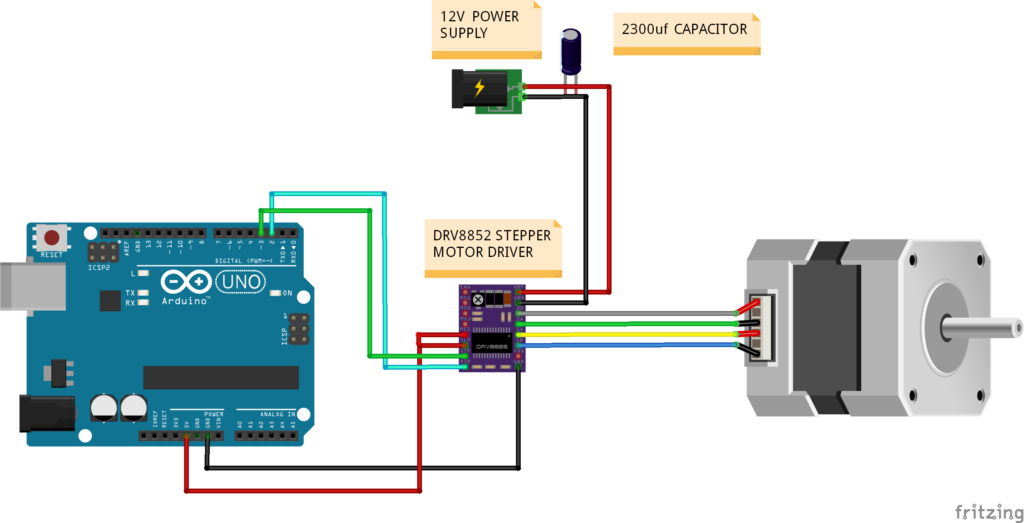 Circuit Diagram for Controlling Steam Valve with Arduino and Stepper Motor