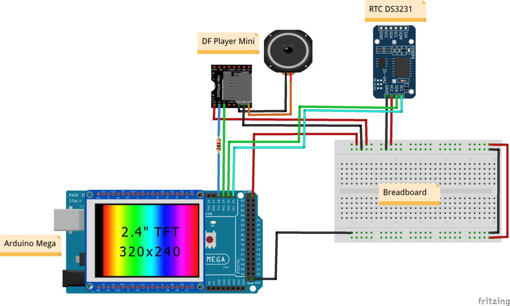 Circuit Diagram of Prayer Time Azan Alarm Device with Arduino